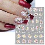 JMEOWIO 3D Nagelsticker Frühling Blume Nail Art Sticker Selbstklebend Nagelaufkleber 5D Stereoskopisk Blumen Dekoration Nageldesign Zubehör 4 Blatt