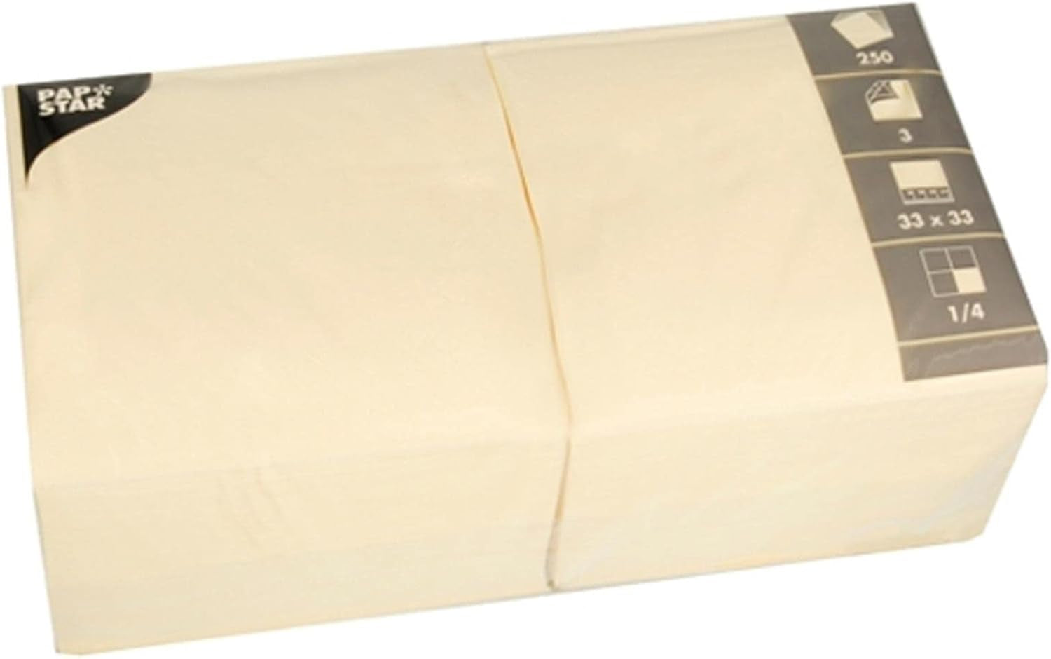 Servetter, 3 lager 1/4-faldigt 33 Cm X 33 Cm Kräm För varje fest och fest. Antal: 250 st