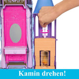 Mattel Disney Frozen - Castle Arendelle Dollhouse (60cm+) med Elsa Doll, 4 lekplatser och 15 delar av Disney Frozen II möbler och tillbehör, HLW61