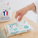 Babyvåtservetter med vatten - parfym- och allergenfria - 9 stycken - normal och känslig hud - rengör och lugnar - 100% naturliga fibrer - tillverkade i Frankrike - 522 våtservetter
