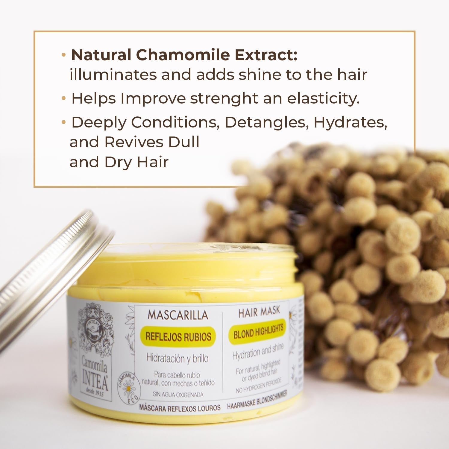 Intea Chamomile - Blond Reflections Hair Mask - Återfuktar och ger näring åt blont hår - 250 ML Naty Shop Hair Mask