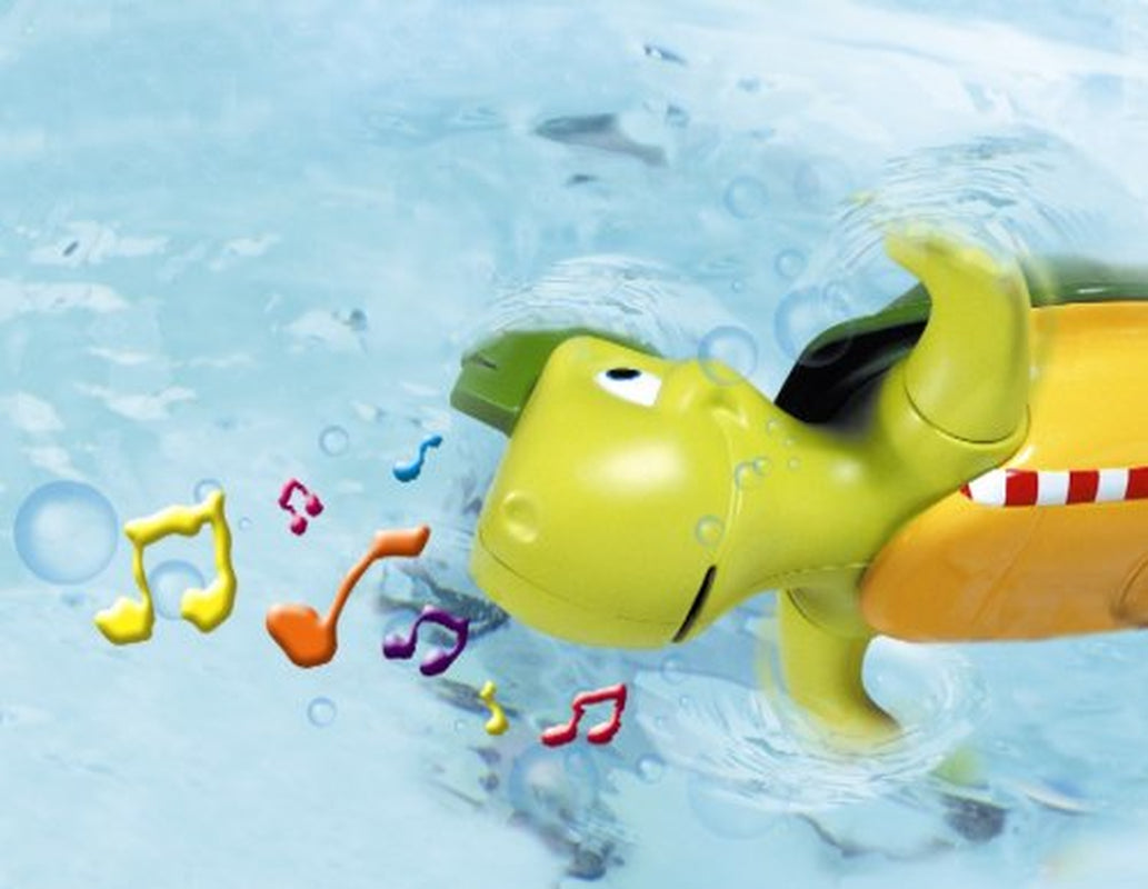 TOMY Barnvattenleksak "Plantschi den sjungande sköldpaddan" flerfärgad, högkvalitativ leksak för barn med musik, kombinerar badleksak och musikleksak, från 12 månader! Badleksak för vattenlek Jucarii Bebe Naty Shop