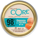 Wellness CORE 98% 12 x 85g, kyckling och lax - våt kattmat, tjock paté, spannmålsfri, naturlig, hypoallergen, hög proteinhalt, hög halt av kött