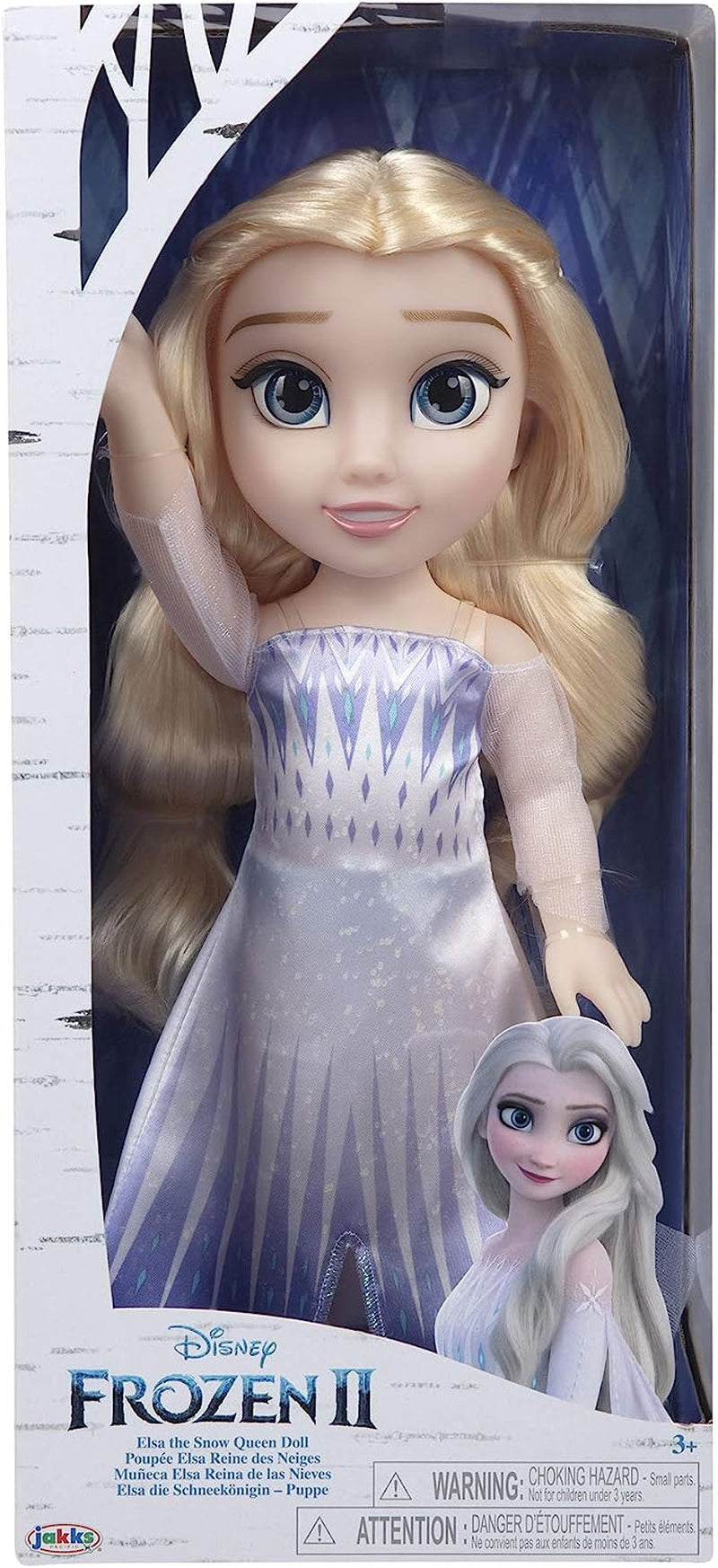 Disney Frozen 2 ELSA The Snow Queen Doll - 35 cm lång, rörlig docka i ikonisk modeklänning och långt hår för extra lek, för tjejer från 3 år och uppåt, 214894 Naty Shop Dolls