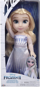 Disney Frozen 2 ELSA The Snow Queen Doll - 35 cm lång, rörlig docka i ikonisk modeklänning och långt hår för extra lek, för tjejer från 3 år och uppåt, 214894 Naty Shop Dolls