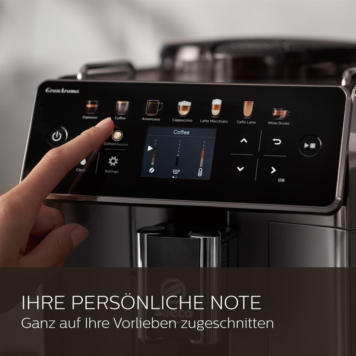 Saeco GranAroma automatisk espressomaskin - 14 kaffespecialiteter, intuitiv färgskärm, 4 användarprofiler, keramisk kvarn, 1500 watt (SM6580/10)