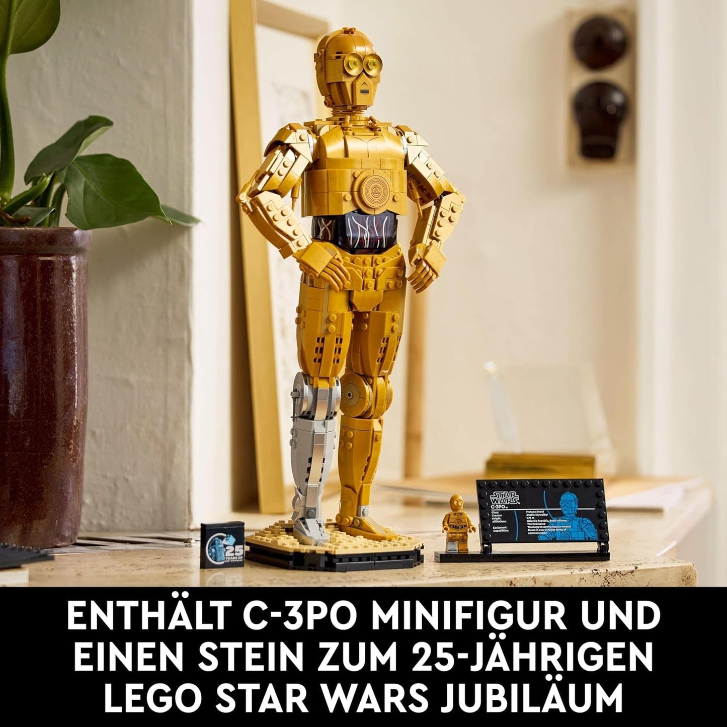 LEGO Star Wars C-3PO B, byggbar droid, modell att samla, bygga och visa, nostalgisk presentidé för vuxna och fans, samlarbit, fantasylekset 75398 Byggset Besuche den LEGO-Store