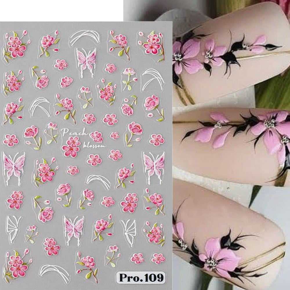 5st Geprägte Gänseblümchen Nagelsticker Selbstklebend Blumen Nagelaufkleber Gänseblümchen Schmetterling Nagel Sticker Nageldesign Aufkleber Nägel Zubehör Blume Nail Sticker Flower Nail Art Stickers