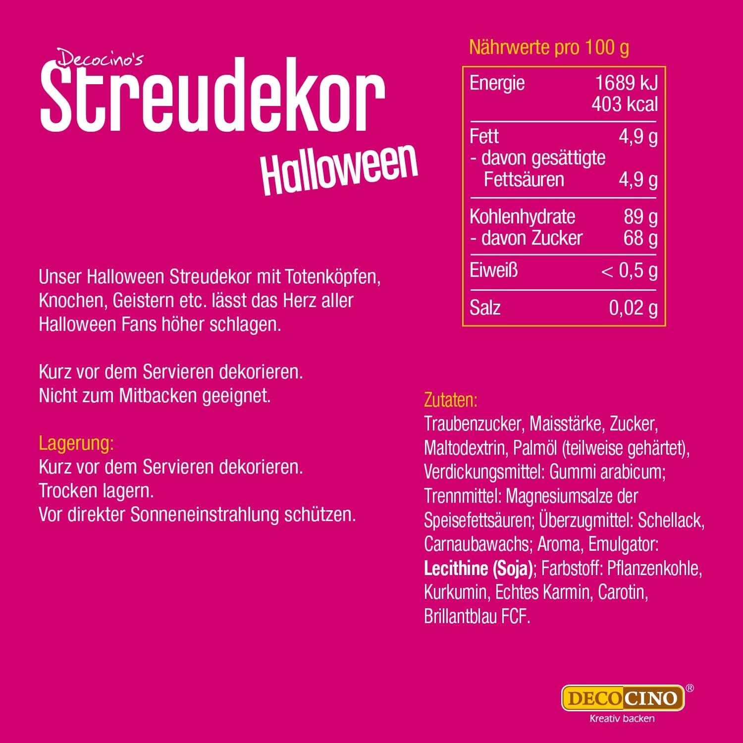 Decocino Halloween Strössel, flerfärgat, 120 gram Strössel Naty Shop