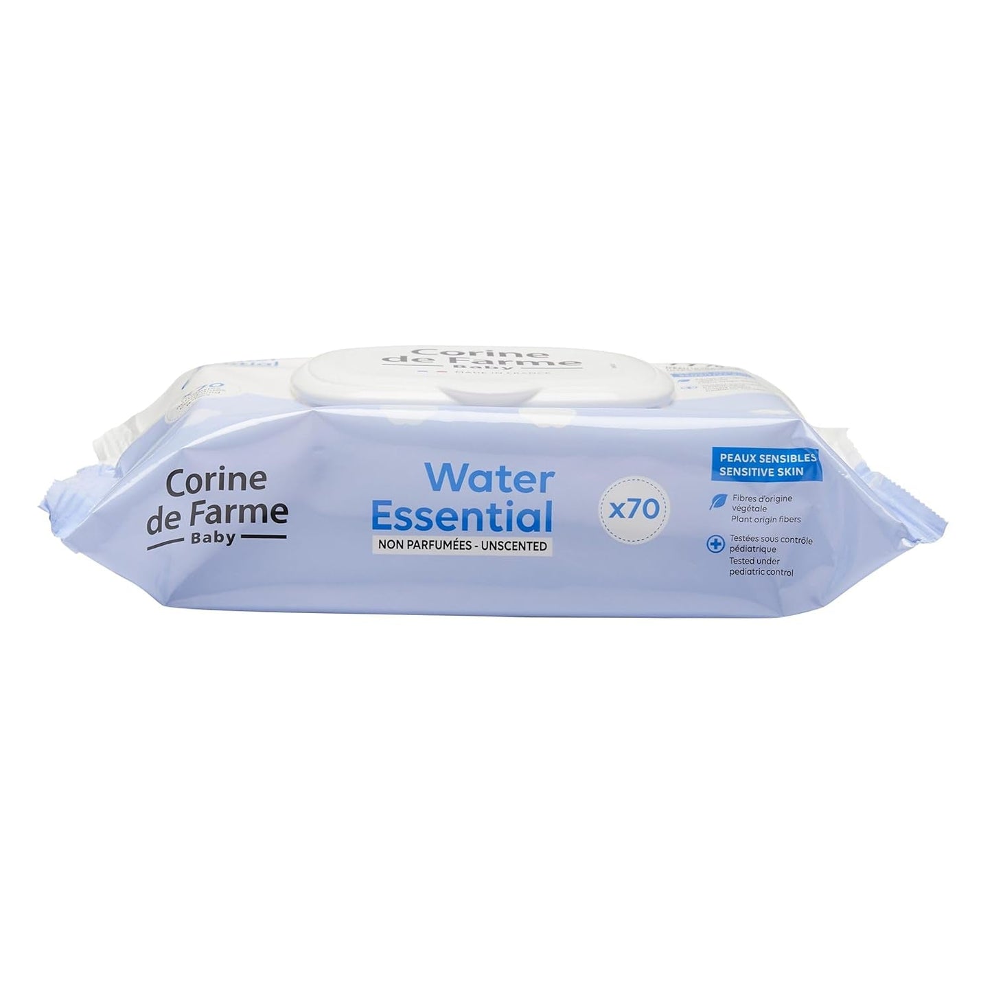 Change Water Essential Baby Wipes x70 - Plant Fiber Toalett - 99 % ultrarenat vatten - Hygien från födseln - Återförslutningsbart lock