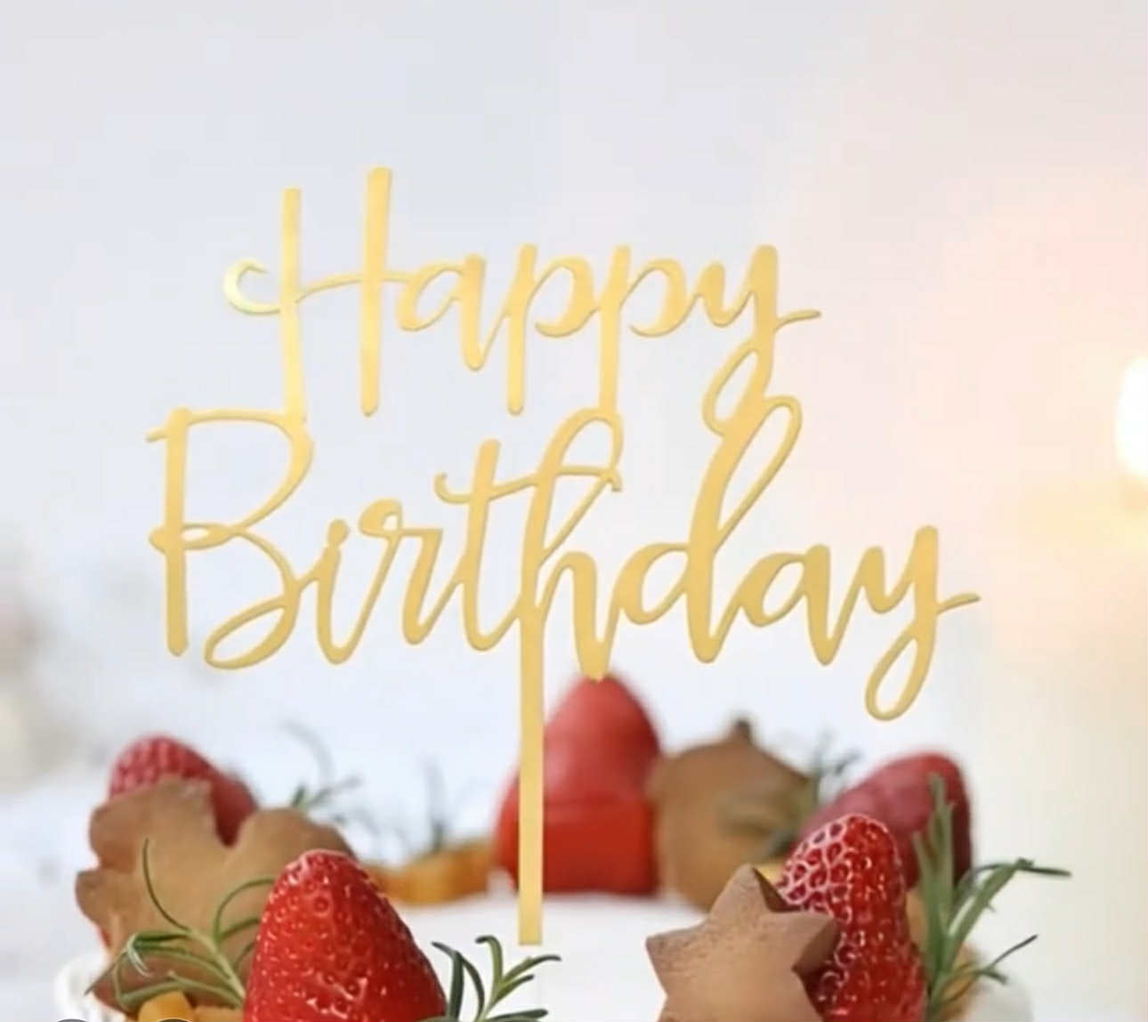 Dekoration Happy Birthday Topper - Guld icke ätbar akryl Perfekt för tårtor