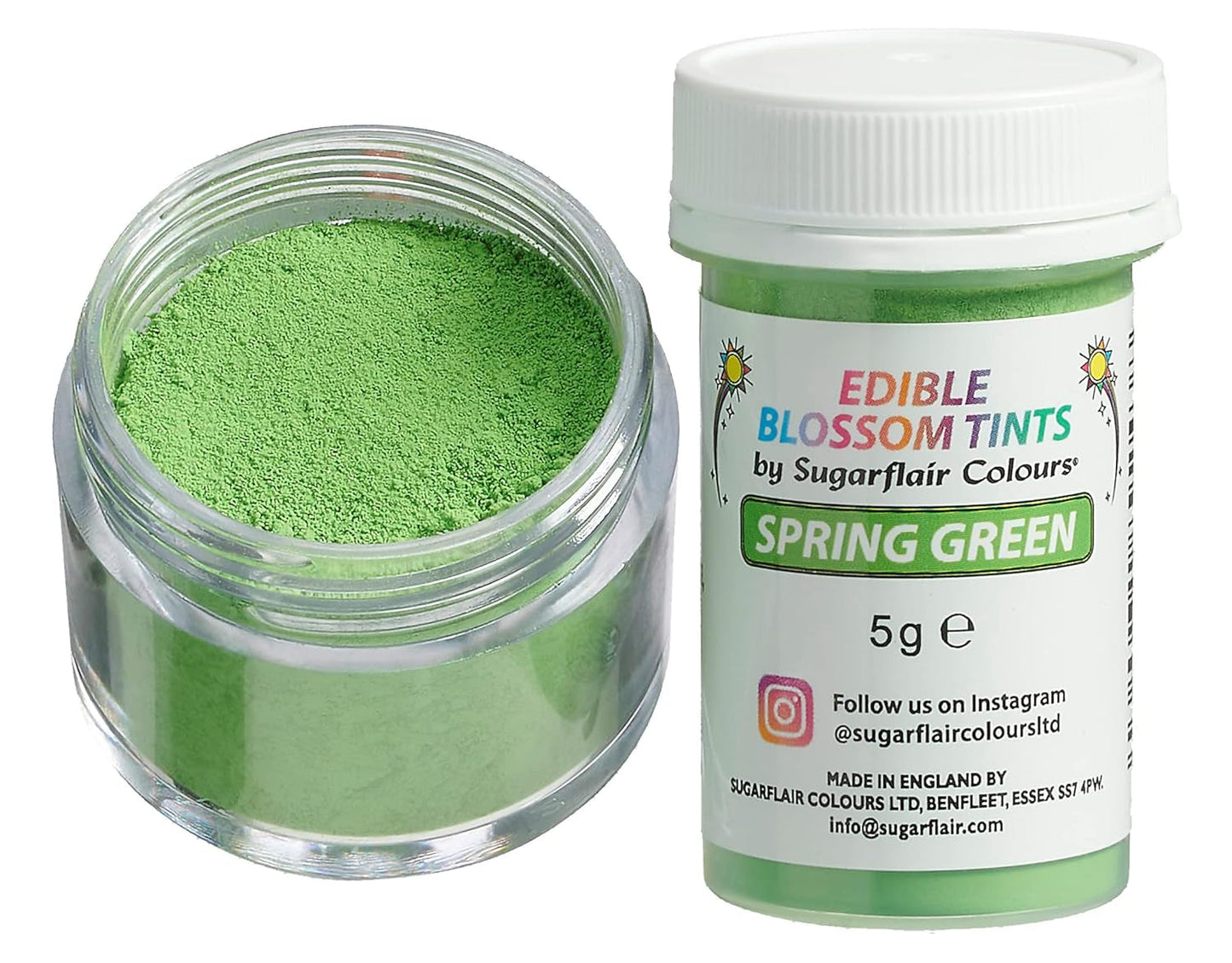 Sugarflair Blossom Tint Dust Spring Green Food Coloring Powder - Livsmedelsfärgpulver för tårtdekorationer, fondant, glasyr, choklad, smörkräm, macarons och mer - 5G