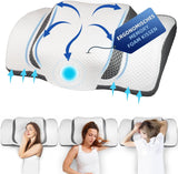 Ortopedisk kudde, ergonomisk nackkudde, huvudkudde, original kudde med memory foam för sidor, rygg- och magstöd, nackstödskudde för män, kvinnor (67,3 X 38,2 X 13,8/3 cm) Cervikala ortopediska kuddar Naty Shop Mörkgrå - Nyhet