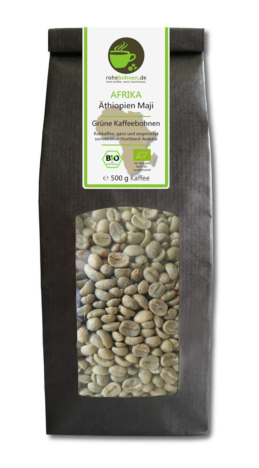 Maji Ethiopian Organic Raw Arabica Coffee 500 g (gröna kaffebönor 500 g) - GMP-certifierad