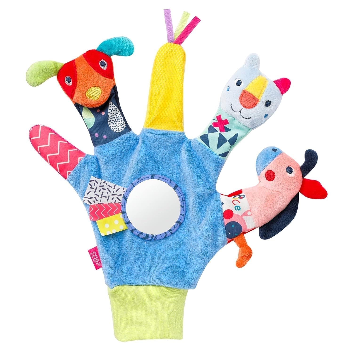 Fehn Baby Handdocka Krokodil - Plyschleksak med skallra, prasslande papper, bitring och gnissling - Babyhanddocka - Poppingleksak för spädbarn och småbarn 6+ månader Babyleksaker Naty Shop Friends of Color