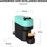 Espressomaskin med Nespresso Krups Vertuo Pop-kapslar, kapacitet: 560 ml, automatisk kapseligenkänning, one-touch-system, 4 koppstorlekar, förkortad uppvärmningstid, hållbar, Aqua Mint, XN9204