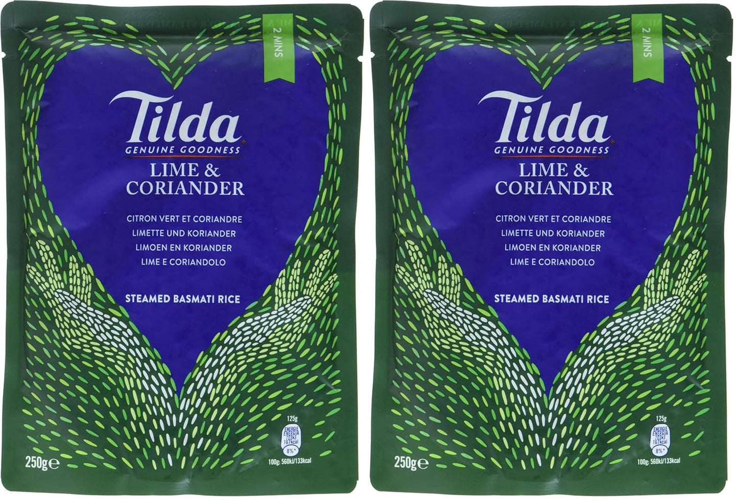 TILDA ångat basmatiris med lime och koriander för mikrovågsugn, 250 g