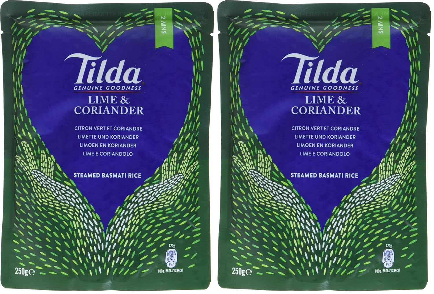 TILDA ångat basmatiris med lime och koriander för mikrovågsugn, 250 g