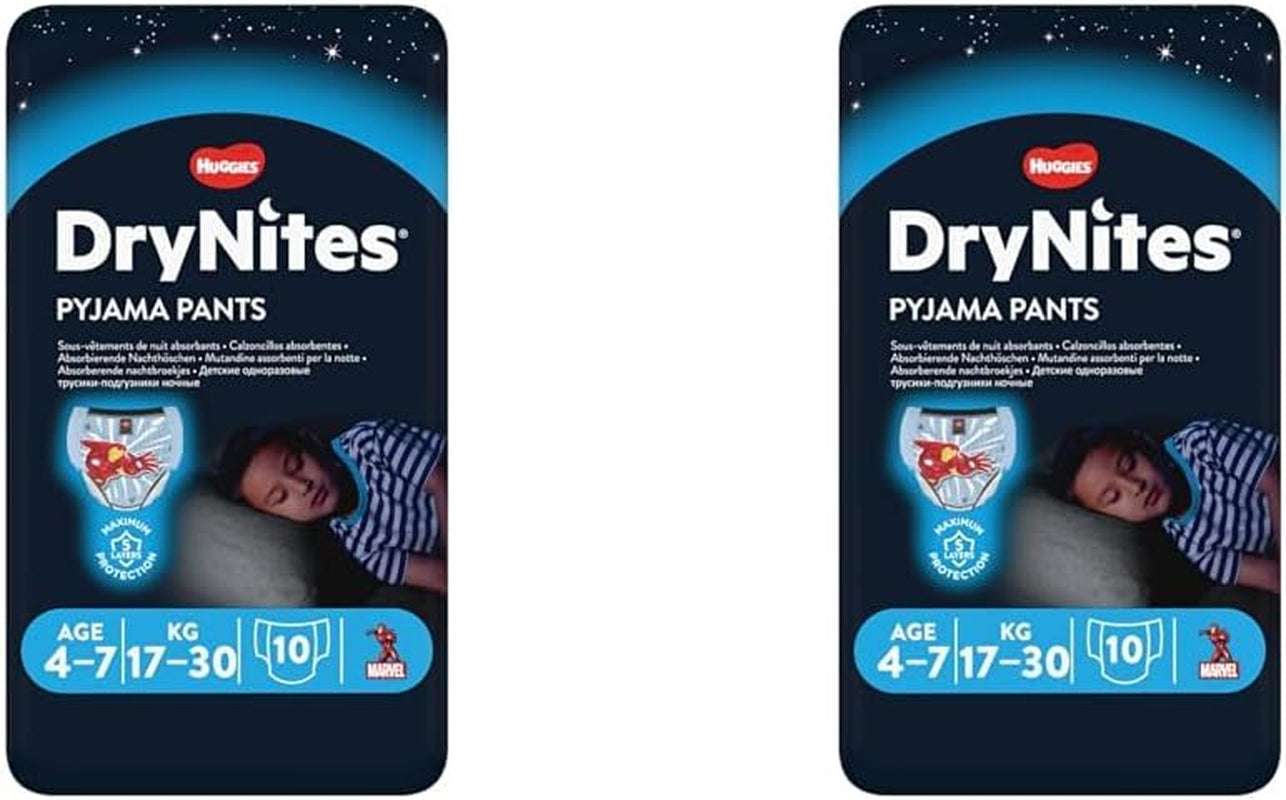 DryNites Absorberande sängvätningsblöjor för pojkar 4-7 år (17-30 kg), Jumbo månadspaket, 64