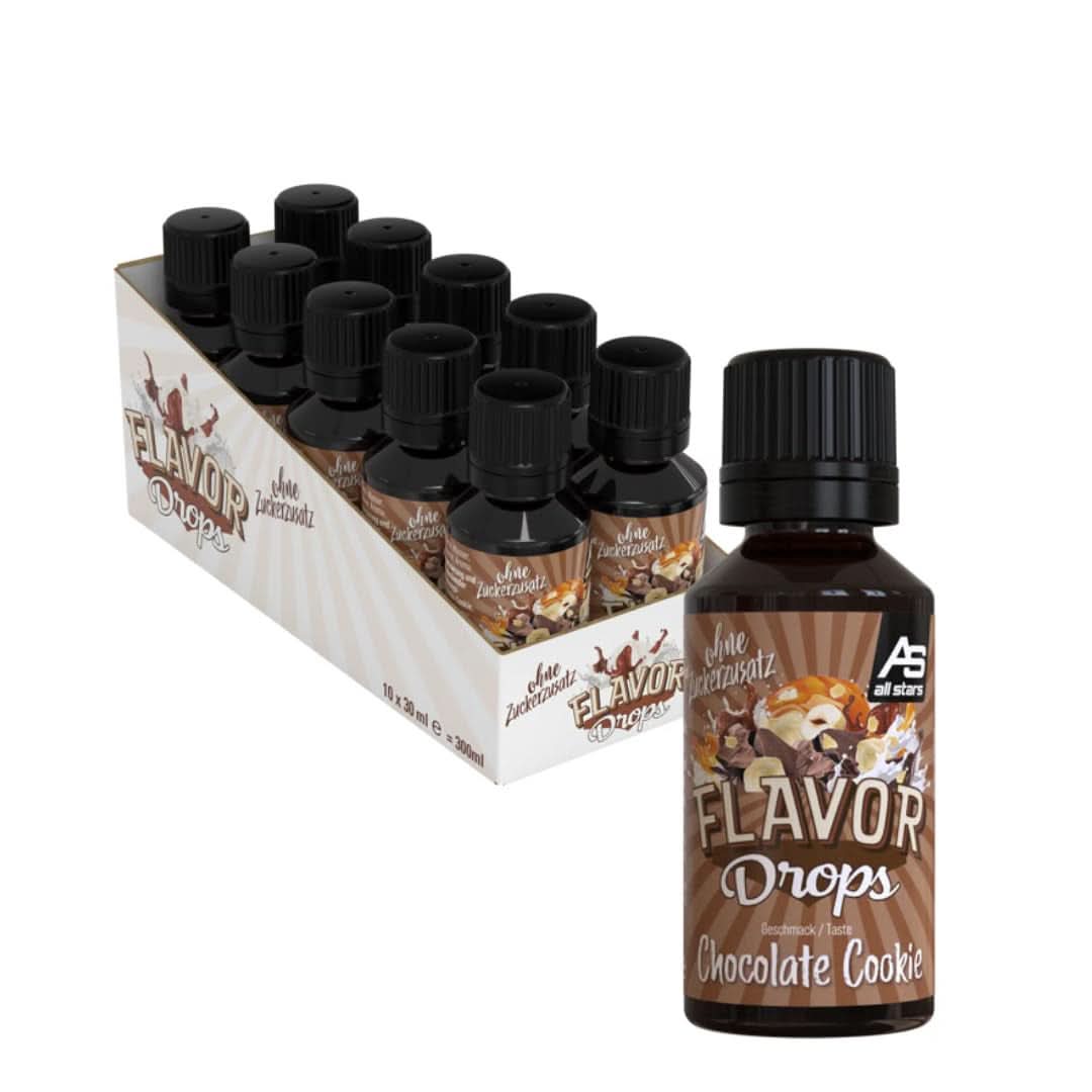 ALL STARS Flavor Drops, Smaksatta droppar utan tillsatt socker och utan kalorier - Sötma och smak för mat, 30 ml Sötningsmedel Naty Shop Chokladkaka 10 x 30 ml