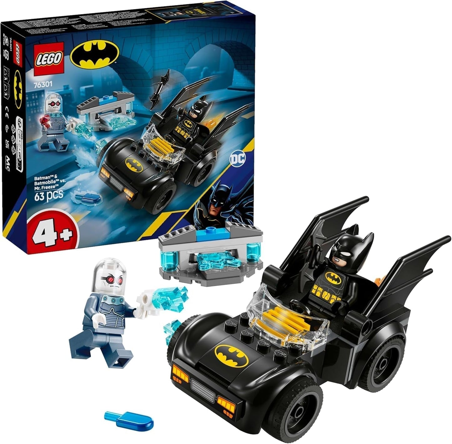 LEGO DC Batman: Batman & Batmobile vs. Mr. Freeze - Superhjältebilleksak med 2 minifigurer - Isskytt med eldelement - Present till pojkar och flickor från 4 år 76301 Byggset Besuche den LEGO-Store Standardtitel