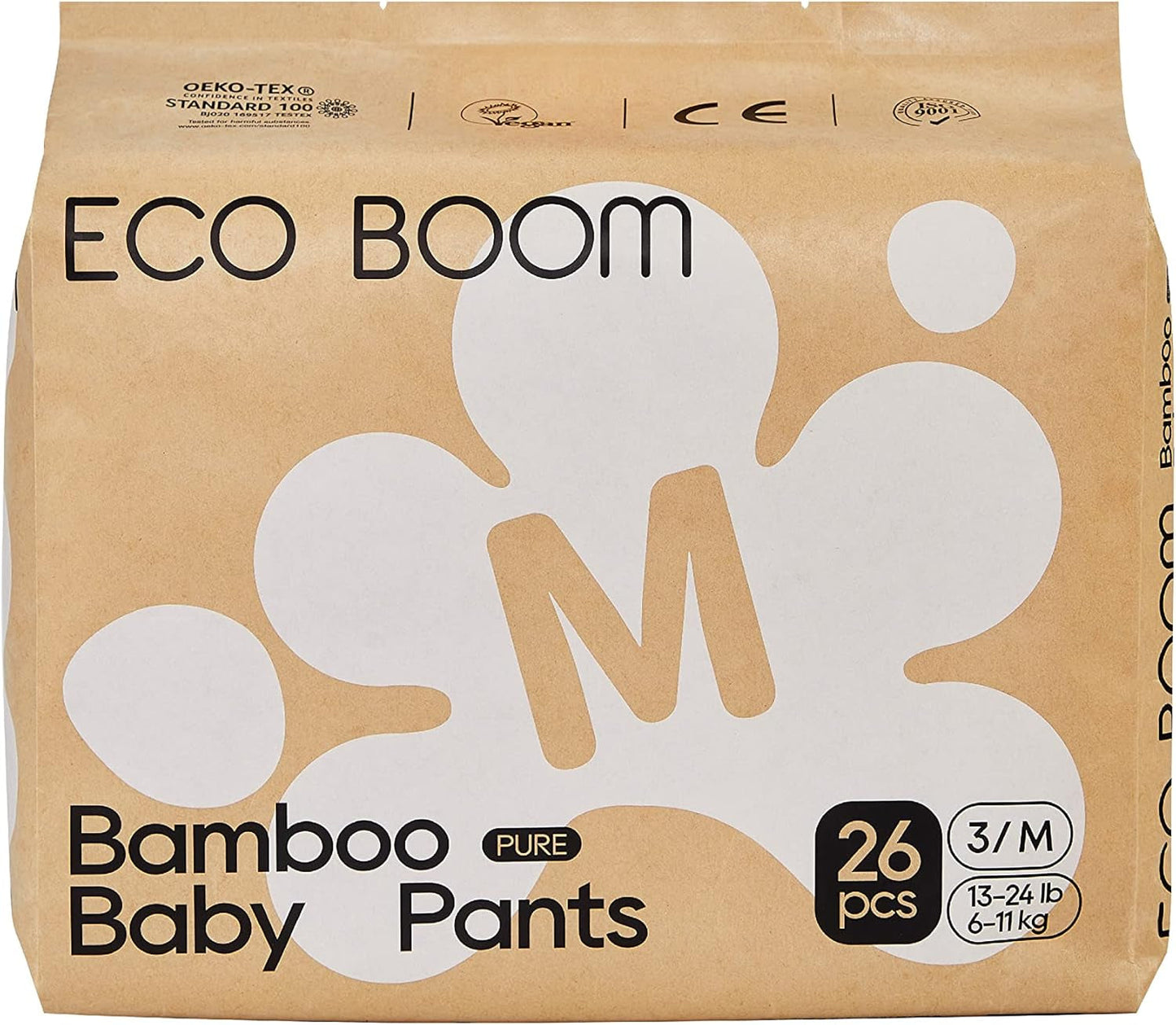 ECO BOOM Bamboo babyblöjor - storlek 6 (20 kg), växtbaserade Pull-Up blöjor (17 st) - Ekologiskt premium, parfymfritt, hudvänligt, superabsorberande