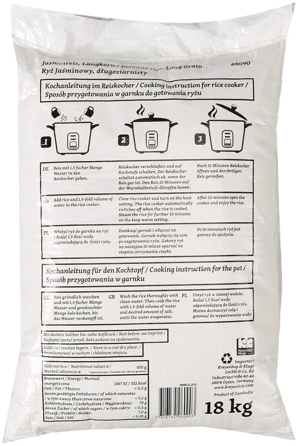RICEFIELD doftande ris, långkornigt, 1 paket (1 x 18 kg)