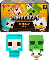 Mattel Minecraft Flippin' Figs får och kyckling 2-pack med 2-i-1 lekfigurer, stora huvuden och pixeldesign HXK17 actionfigurer Naty Shop får och kyckling