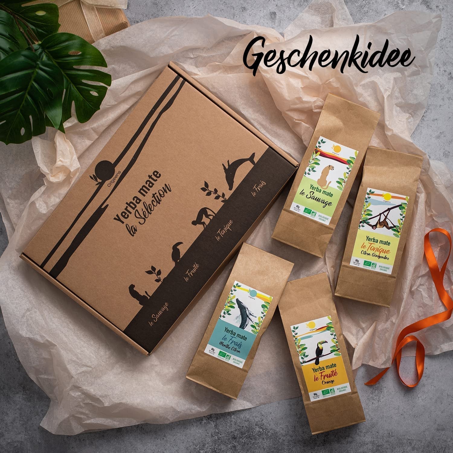 ORIGEENS BIO MATE TE-presentset X4 I Yerba Mate Bio 4X80G I Yerba Mate te-set, presentidé