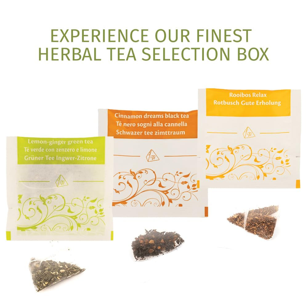 - Presentförpackning | Box med urval av örtteer | 24 påsar - Pyramidfilter | 6 smaker | Presentidéer till henne och honom
