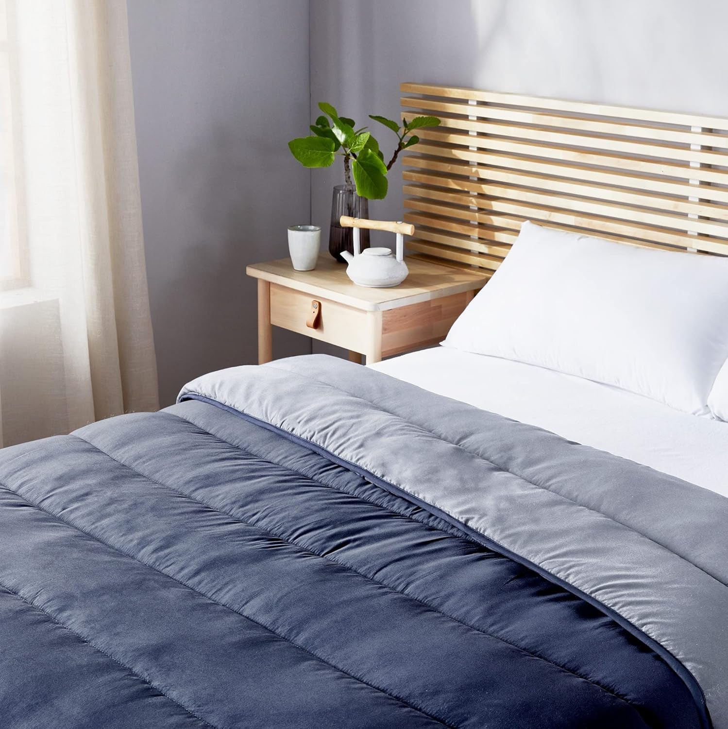 Pikolin Home - Vändbart täcke 300 G - Tvåfärgad nordisk fyllning - För säng 105 - bekväm, varm, andas, grön, 180 X 260 cm Täcken och täcken Naty Shop