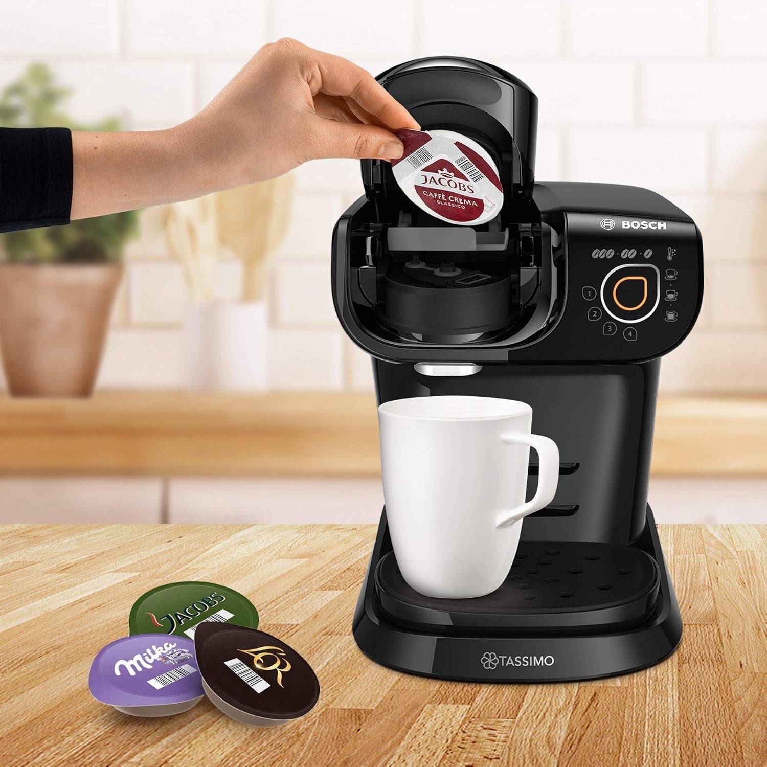 Tassimo My Way espressomaskin med 2 kapslar TAS6502 med vattenfilter, 70+ drycker, dryckesanpassning, kaffevariation, enkel bryggning, 1500W, svart