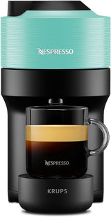 Espressomaskin med Nespresso Krups Vertuo Pop-kapslar, kapacitet: 560 ml, automatisk kapseligenkänning, one-touch-system, 4 koppstorlekar, förkortad uppvärmningstid, hållbar, Aqua Mint, XN9204