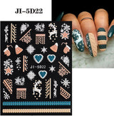 5 Blatt 3D Nagelsticker Weihnachten Nagelaufkleber 5D Stereoskopisk Selbstklebend Schneeflocke-Weihnachtswinterurlaub Nail Art Sticker Dekoration Nageldesign Zubehör