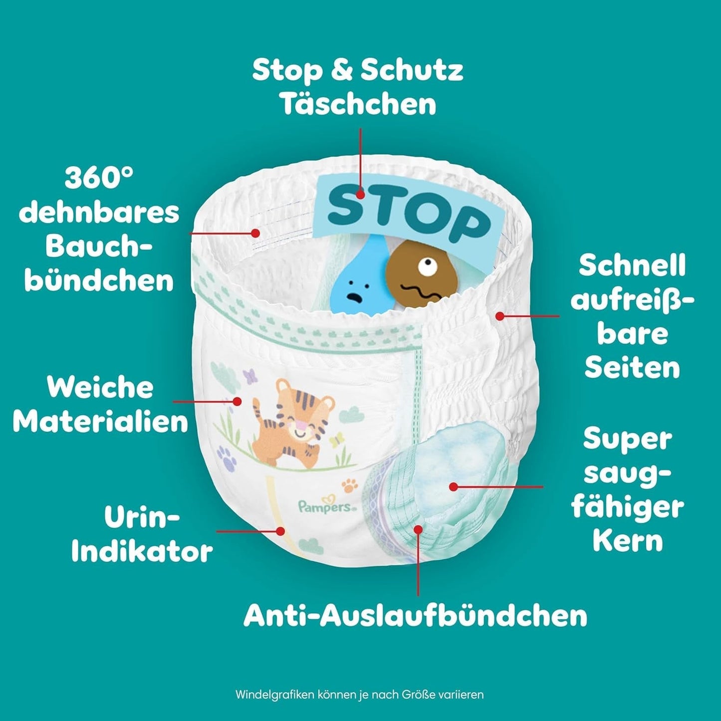 Pampers Baby-Dry Pants Größe 5, 160 Stück, 11kg-17kg, 360° auslaufsichere Passar dag och natt