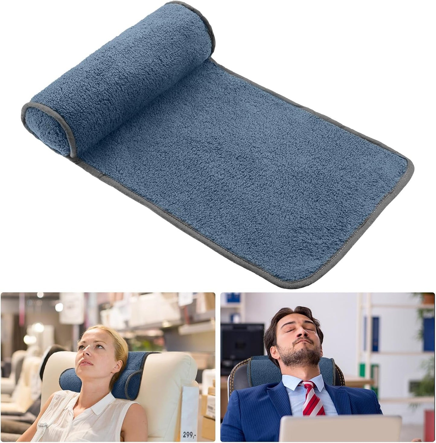 Nackkudde för vilstol, plysch justerbar kudde, nackrulle, halkfri fleece, soffa, nackkudde för resor, hem, solstol, soffa, fåtölj (mörkgrå)