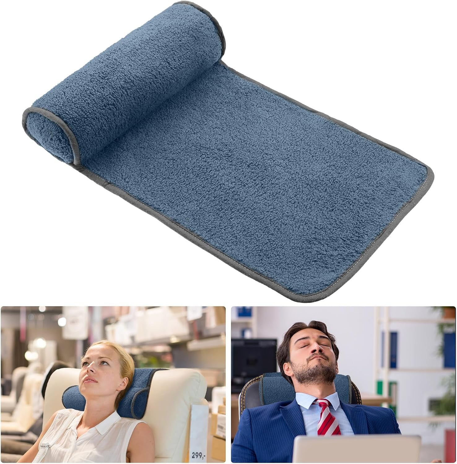 Nackkudde för vilstol, plysch justerbar kudde, nackrulle, halkfri fleece, soffa, nackkudde för resor, hem, solstol, soffa, fåtölj (mörkgrå)