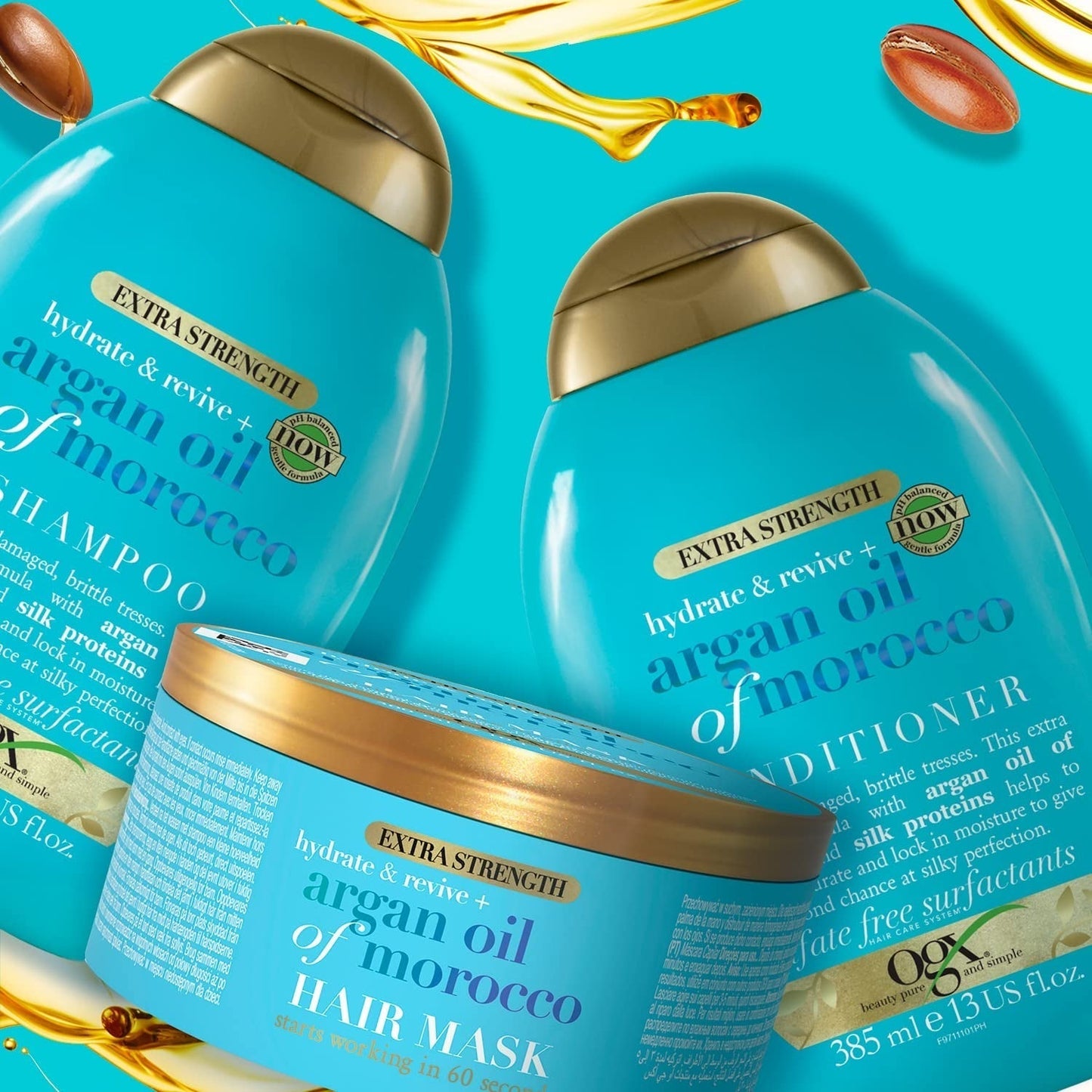 OGX Extra Strength Hydrate & Revive + Argan Oil of Morocco Hair Mask (300ml), lyxig hårmask med rik arganolja och sidenproteiner Naty Shop Hair Mask