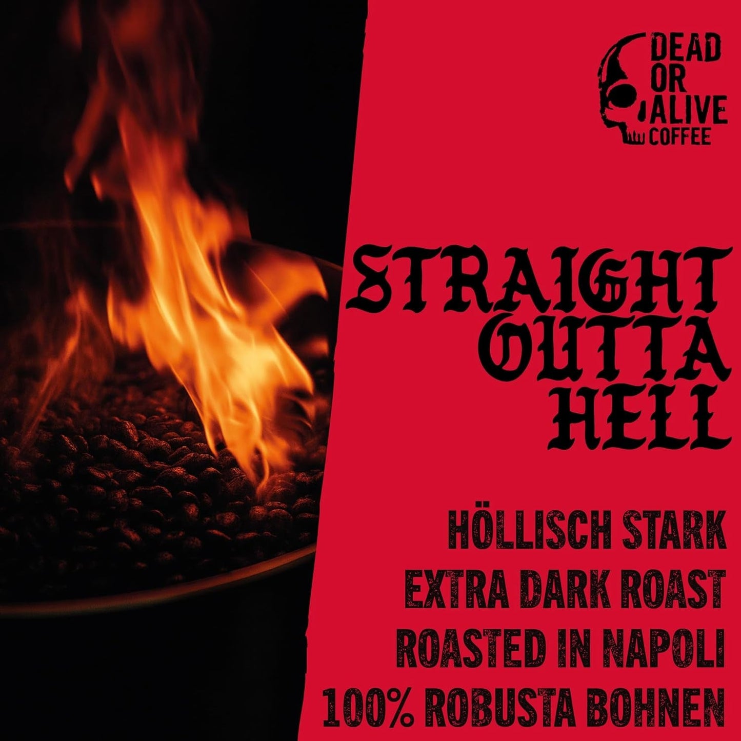 DÖD ELLER LEVANDE DIAVOLO – Extra mörk espresso – 100 % Robusta – Extremt stark – Låg syrahalt – Stabil grädde – Hela bönor 1 kg – Neapelstek