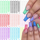 9 färger franska nagelklistermärken franska nagelklistermärken självhäftande nagelfolie franska naglar gradientklistermärken fransk spets nagelklistermärken nagelkonst nageldesign klistermärken nageltillbehör