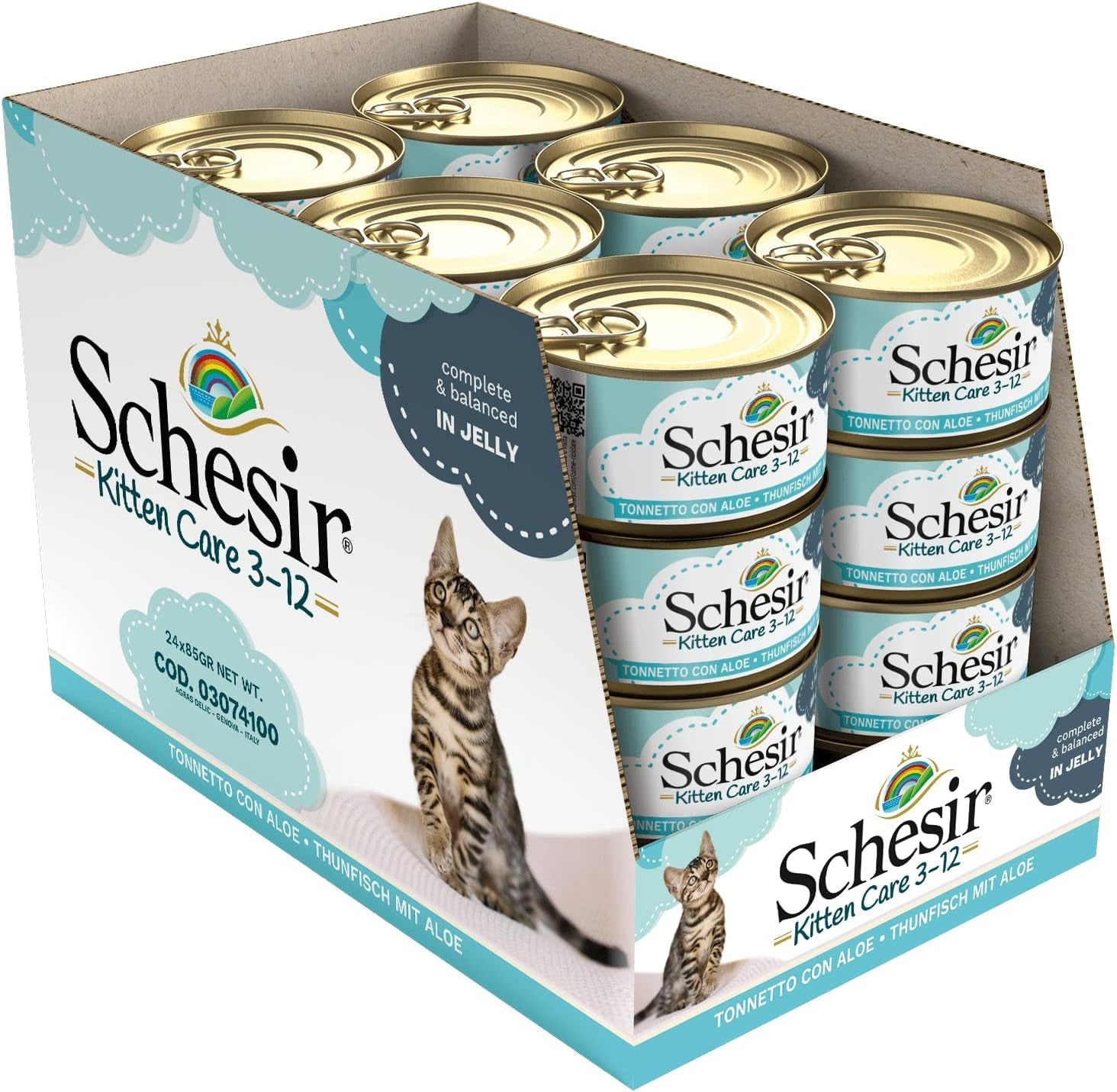 Våtfoder för katter Cat Jelly Kattunge Tonfisk med Aloe Vera, gelé, 24 lådor x 85 g