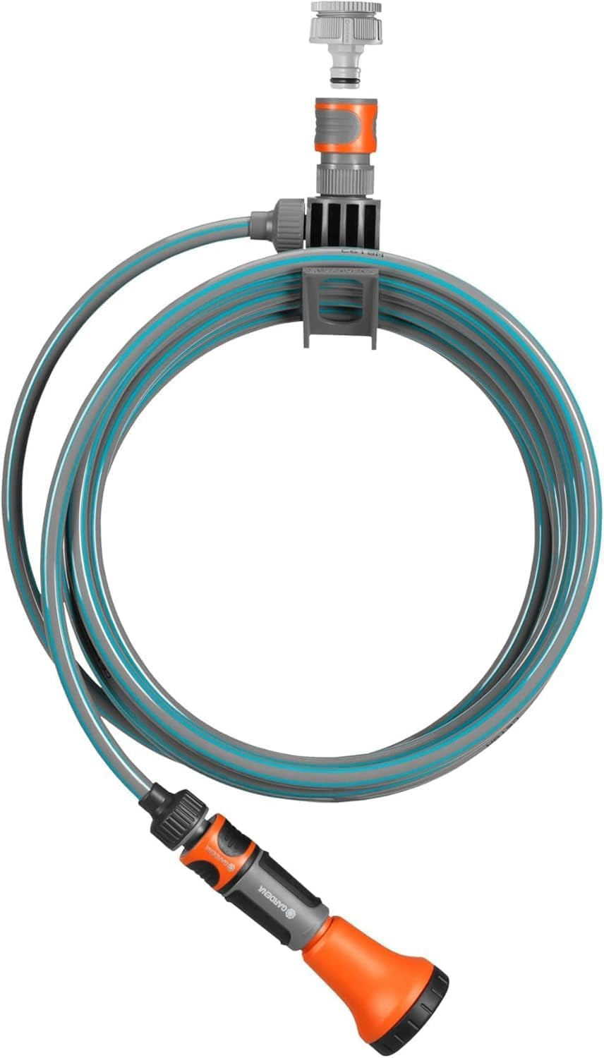 Gardena 4647-20 spiralslang komplett set, med automatisk slangindragning, med spraymunstycke och krananslutning (slanglängd: 10 m, slangdiameter: 9 mm, set: ja)