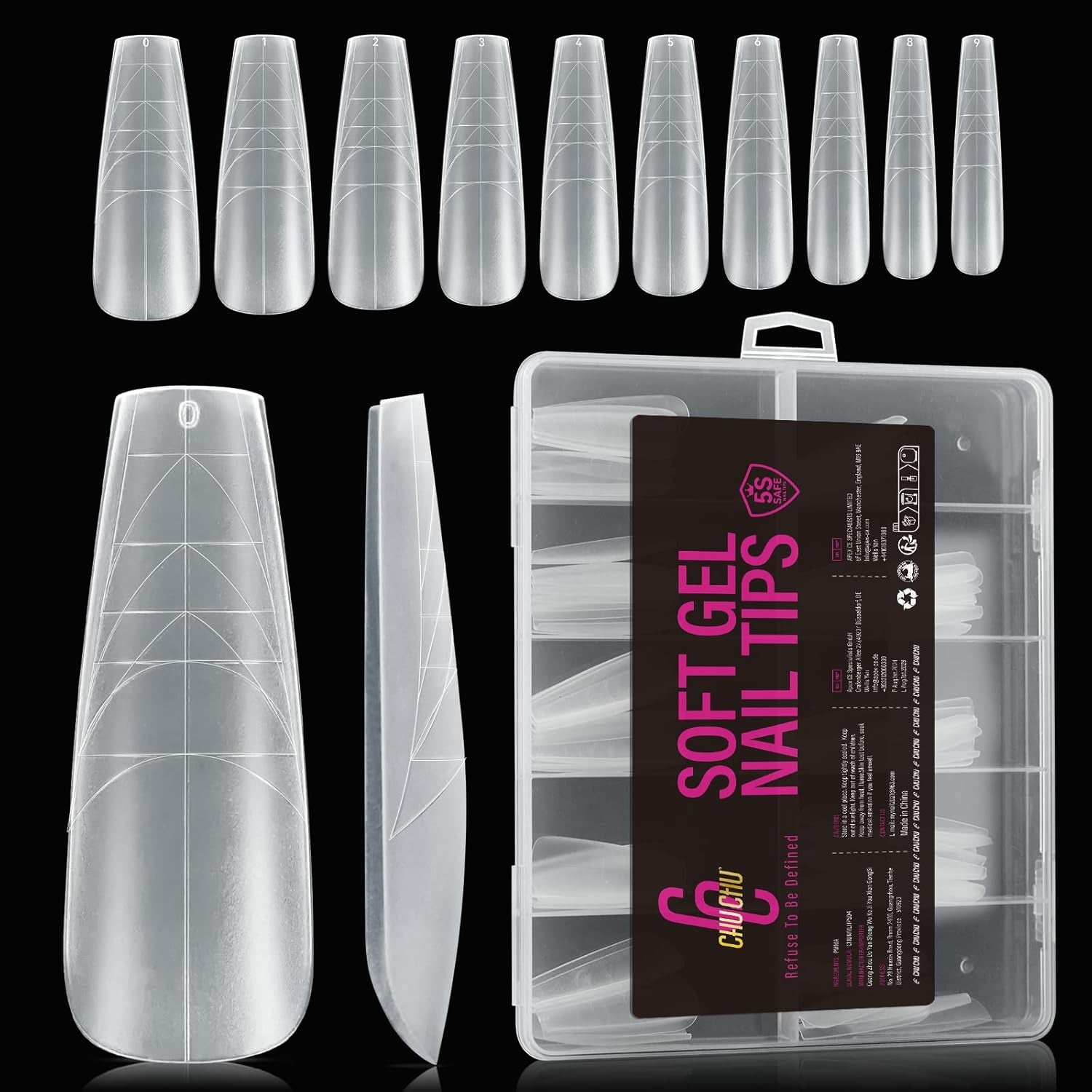504st Ballerina Medium Gel Nageltyper: Gel Nail Tips PMMA False Nails Nagelförlängningar Konstgjorda naglar 12 storlekar