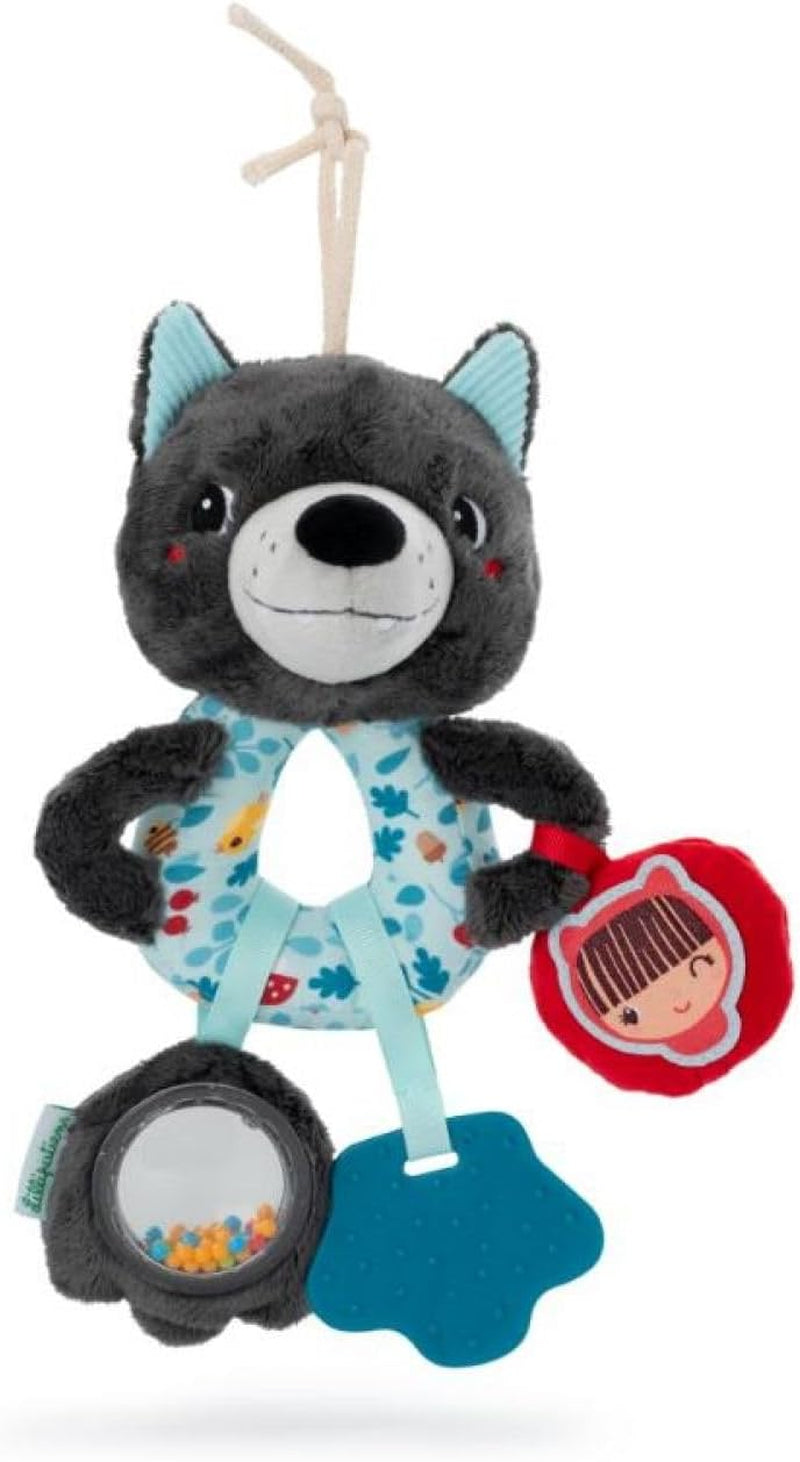 Lilliputiens - Louis the Wolf multiaktivitetsringar - Skallra för bebisar med ljud, texturer och färger - Lätt att fånga - Stimulerar sinnena och främjar motoriken - Från 3 månader - 83505 Leksaker Bebe Naty Shop Louis
