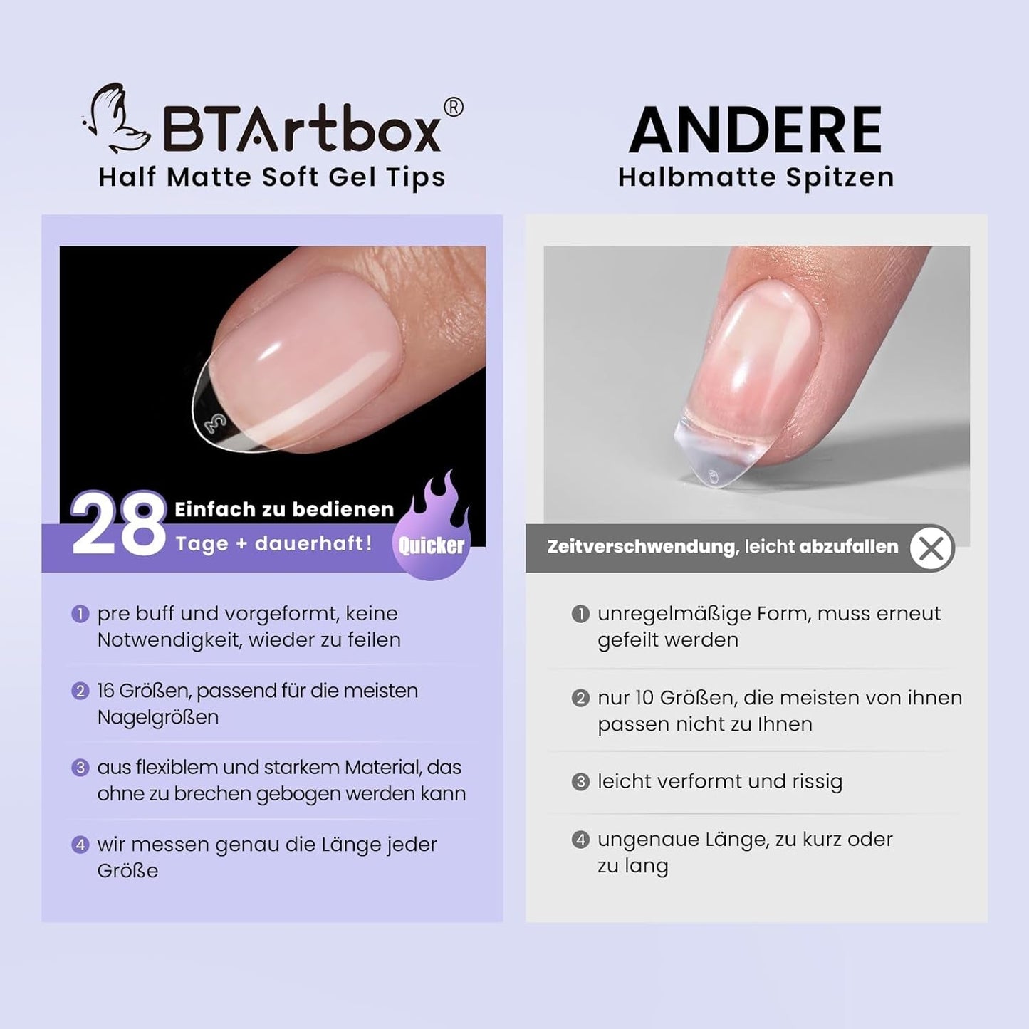 Btartbox Extra Short Almond Nail Tips - Full Cover Gel X Soft XS Gel Nail Tips - Pre-Shaped Semi-Matte For Wide Nails Salon 320 Stk