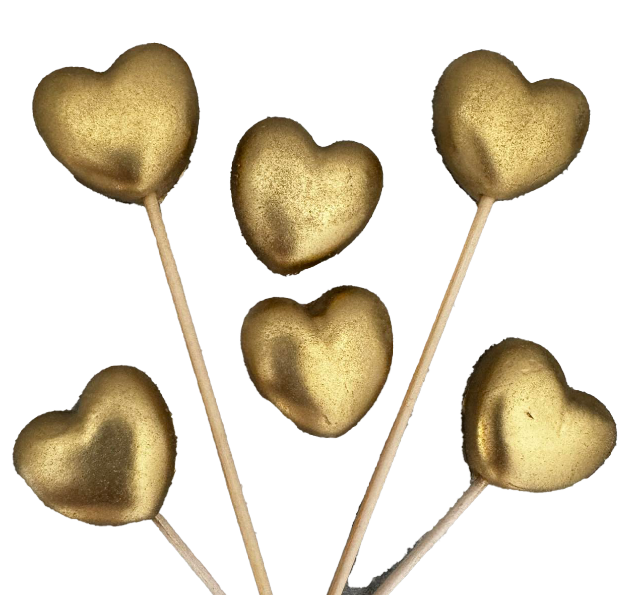 Set med 6 ätliga sockerdekorationer, Golden Hearts Sugar Paste Decorations Naty Shop