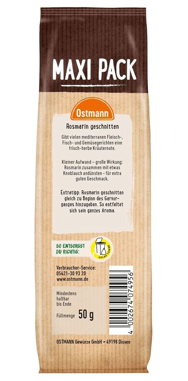 Ostmann, hackad rosmarin, 50 gram Condimente Naty Shop