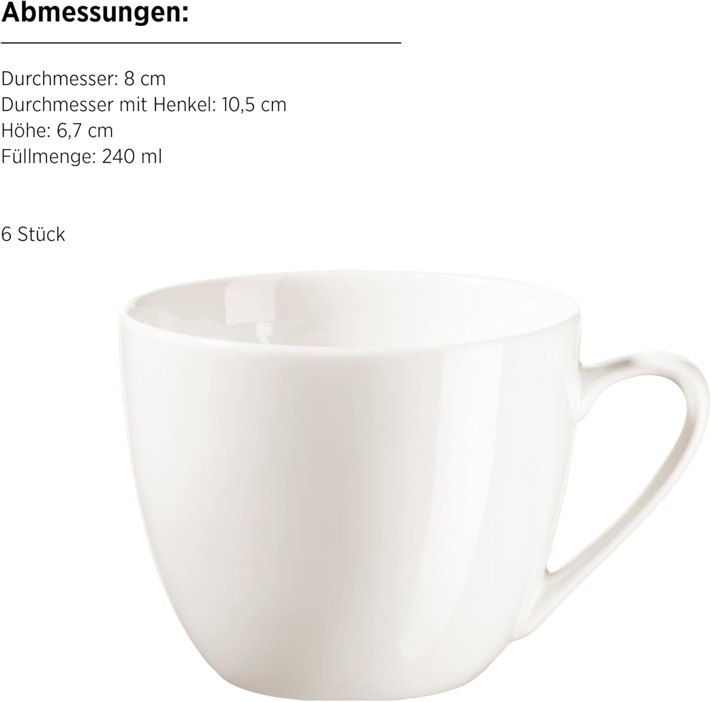 MÄSER 934105 Belmira-serien, klassisk kaffeservis för 6, 18-delad kaffeservis, tidlös, elegant, delikat, porslin, vit