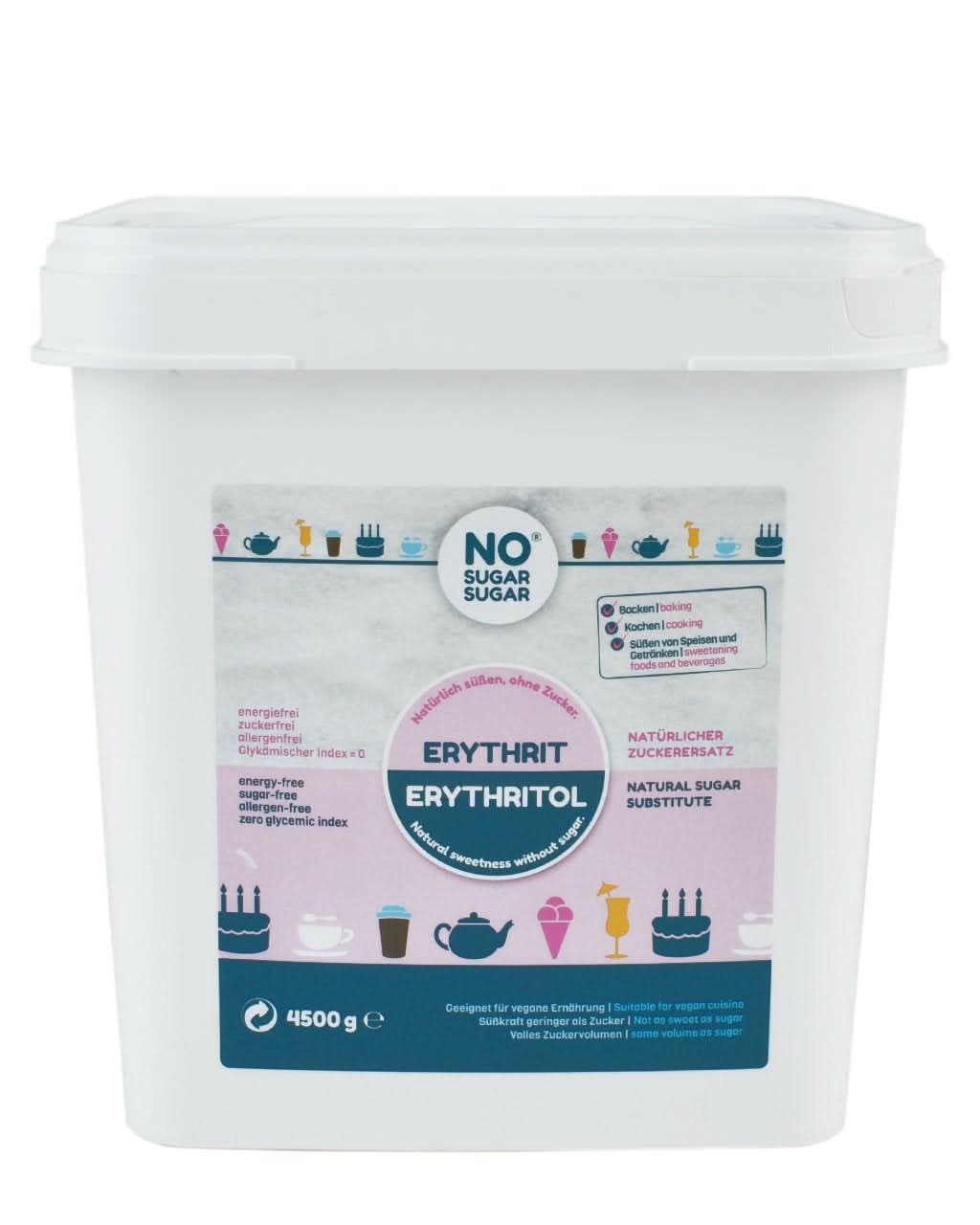 Inget socker, naturligt erytritol utan kalorier, användbar som sockerersättning, 4,5 kg sötningsmedel Naty Shop 4,5 kg