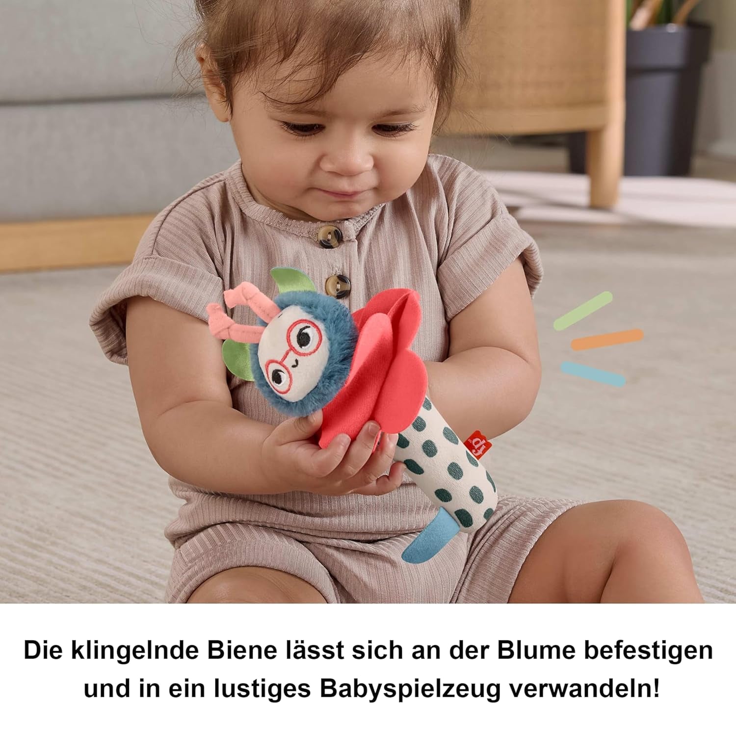 Babyleksak Fisher-Price Planet Friends 2-i-1 Bell and Bee Sensory Plyschleksak som tvådelad set för nyfödda upp till 3 månader, HYR56 Baby Toys Naty Shop